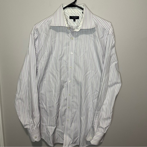 Men’s Ted Baker London Size 17 34/35 Purple Striped Long Sleeve Button Down‎